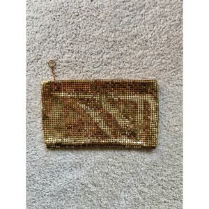 Vintage Gold Mesh Clutch Makeup‎ Pouch Coin Bag Duramesh Fifth Avenue Art Deco
